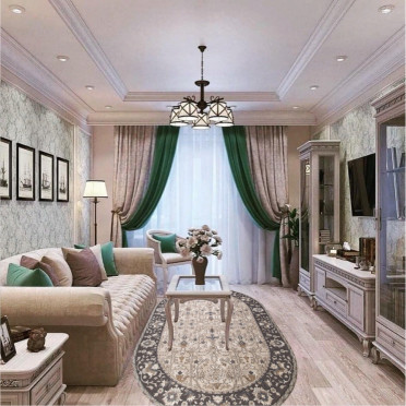 Ковер российский D741 BEIGE овальный - коллекция SERENITY