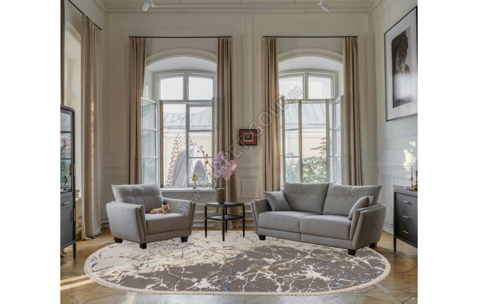 Ковер 27231A - GRY / BLUE - Овал - коллекция MOSSO